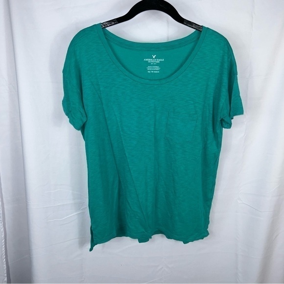 American Eagle Shirt Short Sleeve Pullover U-neck Chest Pocket Boxy Loose Fit - Picture 3 of 8